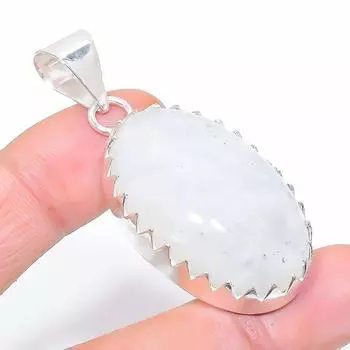 Подвеска из стерлингового серебра 925 пробы с натуральным радужным лунным камнем 2,17 дюйма j6S06