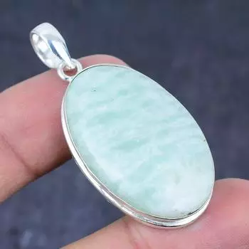 Подвеска из стерлингового серебра 925 пробы с натуральным амазонитом ручной работы 1,97 дюйма B9h81