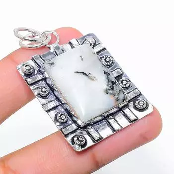 Подвеска из стерлингового серебра 925 пробы с натуральным радужным лунным камнем 2,09 дюйма L9c57