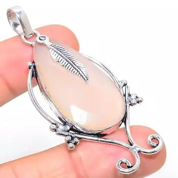 Подвеска из стерлингового серебра 925 пробы с натуральным драгоценным камнем халцедоном ручной работы 2,76 дюйма n3I87