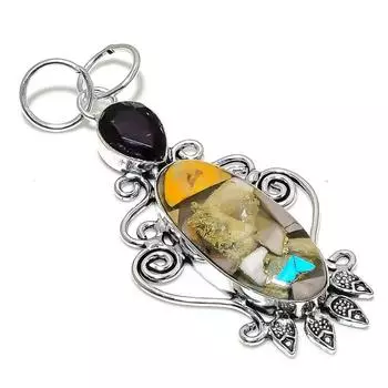 Подвеска из стерлингового серебра 925 пробы с натуральной колючей устрицей и драгоценным камнем гранатом 2,99 дюйма Q1H57