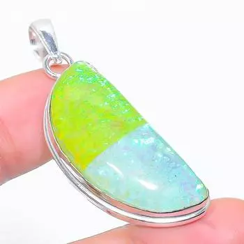 Подвеска из стерлингового серебра 925 пробы с натуральным тройным опалом ручной работы 1,97 дюйма e6g60