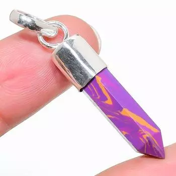 Подвеска из стерлингового серебра 925 пробы с натуральным медным фиолетовым бирюзовым камнем 1,77 дюйма h1H51