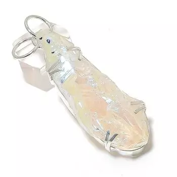 Подвеска из стерлингового серебра 925 пробы с натуральным кристаллом и титановым драгоценным камнем 2,60 дюйма L5i08