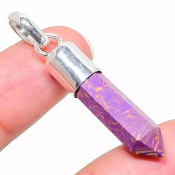 Подвеска из стерлингового серебра 925 пробы с натуральным медным фиолетовым бирюзовым камнем 1,77 дюйма i4d65