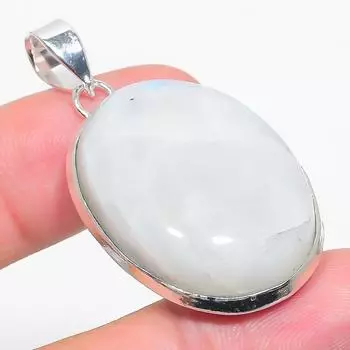 Подвеска из стерлингового серебра 925 пробы с натуральным радужным лунным камнем 1,85 дюйма s0v20