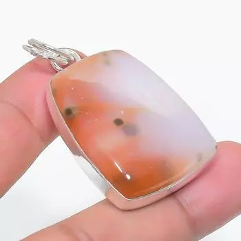 Подвеска из стерлингового серебра 925 пробы с натуральным гематоидным драгоценным камнем 2,01 дюйма O6v40