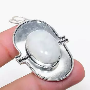 Подвеска из стерлингового серебра 925 пробы с натуральным радужным лунным камнем 2,01 дюйма c9H91