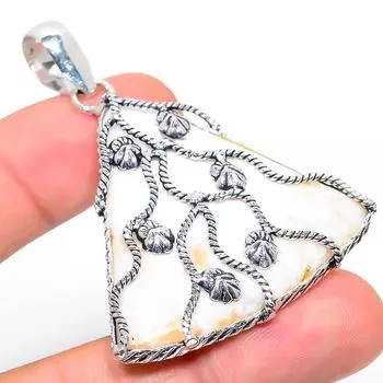 Подвеска из стерлингового серебра 925 пробы с натуральным камнем сколецитом ручной работы 2,44 дюйма n9y20