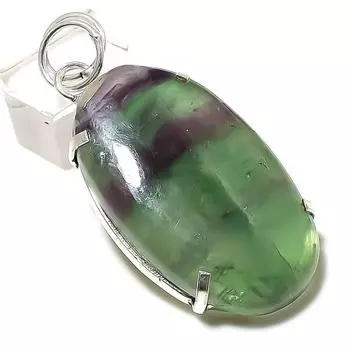 Подвеска из стерлингового серебра 925 пробы с натуральным флюоритом ручной работы 2,32 дюйма V9O36