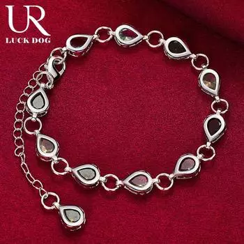 Подвеска из стерлингового серебра 925 пробы с цирконием класса ААА, цветной браслет с цирконием, модные свадебные украшения 20CM