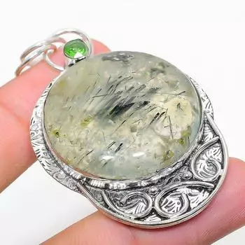 Подвеска из стерлингового серебра 925 пробы с натуральным пренитом и драгоценным камнем перидот 2,56 дюйма p2h33