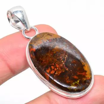 Подвеска из стерлингового серебра 925 пробы с натуральным шовным агатом ручной работы 2,17 дюйма C8u07