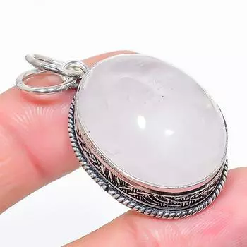 Подвеска из стерлингового серебра 925 пробы с натуральным розовым кварцем ручной работы 1,77 дюйма J1c18