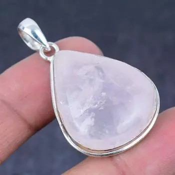 Подвеска из стерлингового серебра 925 пробы с натуральным розовым кварцем ручной работы 1,81 дюйма B2U56