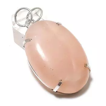 Подвеска из стерлингового серебра 925 пробы с натуральным розовым кварцем ручной работы 2,29 дюйма b0v29