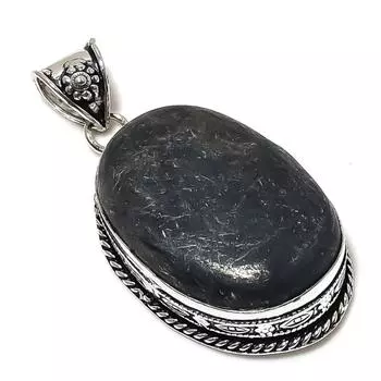 Подвеска из стерлингового серебра 925 пробы с черным ониксом, ручная работа, 2,36 дюйма, H4z58