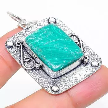 Подвеска из стерлингового серебра 925 пробы с натуральным малахитом ручной работы 1,93 дюйма P8R13