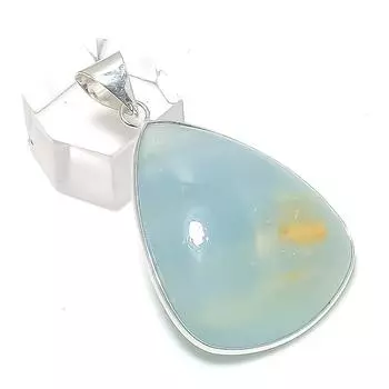 Подвеска из стерлингового серебра 925 пробы с натуральным аквамарином 1,89 дюйма A6E42