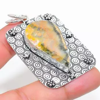 Подвеска из стерлингового серебра 925 пробы с натуральным драгоценным камнем шмель яшма 2,36 дюйма Z4A31