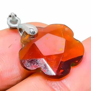 Подвеска из стерлингового серебра 925 пробы с натуральным медовым топазом ручной работы 1,02 дюйма N1y89