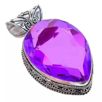 Подвеска из стерлингового серебра 925 пробы с розовым аметистом, ручная работа, 2,17 дюйма AH-829 2.2 фиолетовый