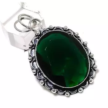 Подвеска из стерлингового серебра 925 пробы с натуральным хромдиопсидом ручной работы 2,05 дюйма V6m81