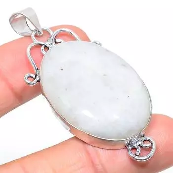 Подвеска из стерлингового серебра 925 пробы с натуральным радужным лунным камнем 2,44 дюйма w1j41