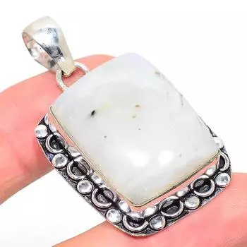 Подвеска из стерлингового серебра 925 пробы с натуральным радужным лунным камнем 1,97 дюйма d0q57