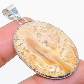 Подвеска из стерлингового серебра 925 пробы с натуральным яшмовым корнем, 1,89 дюйма b9j02