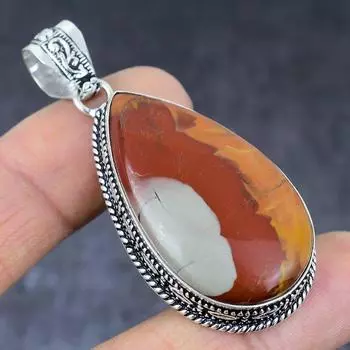 Подвеска из стерлингового серебра 925 пробы с натуральным драгоценным камнем Норина Джаспер ручной работы 2,36 дюйма H1a31