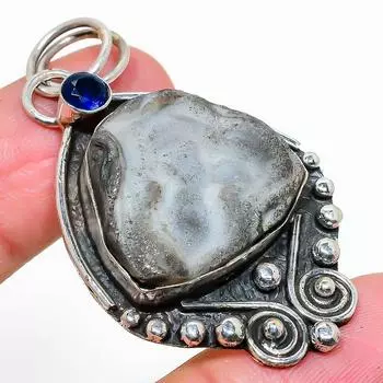 Подвеска из стерлингового серебра 925 пробы с натуральной розой пустыни и топазом, 2,21 дюйма, Y6j05