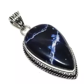 Подвеска из стерлингового серебра 925 пробы с драгоценным камнем содалитом 2,21 дюйма F8M13