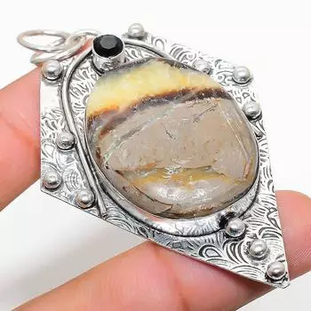 Подвеска из стерлингового серебра 925 пробы с натуральным камнем септериан и шпинелью 2,88 дюйма N6D73