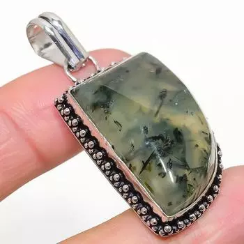 Подвеска из стерлингового серебра 925 пробы с натуральным драгоценным камнем пренитом ручной работы 2,05 дюйма k5z64