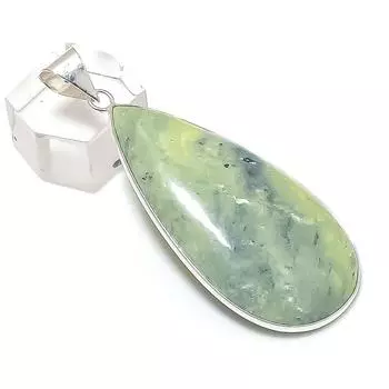 Подвеска из стерлингового серебра 925 пробы с натуральным драгоценным камнем пренитом 2,40 дюйма G5z30