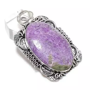 Подвеска из стерлингового серебра 925 пробы с драгоценным камнем пурпуритом 2,36 дюйма c5U99