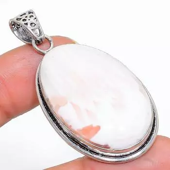 Подвеска из стерлингового серебра 925 пробы с натуральным оранжевым сколецитом ручной работы 2,01 дюйма D8n45