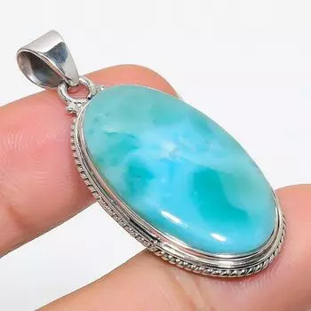 Подвеска из стерлингового серебра 925 пробы с драгоценным камнем Natural Republic Larimar, 1,75 дюйма, w2C21