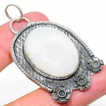 Подвеска из стерлингового серебра 925 пробы с натуральным радужным лунным камнем 2,36 дюйма w9o72