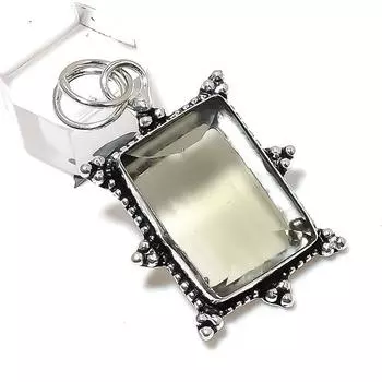 Подвеска из стерлингового серебра 925 пробы с натуральным оливковым топазом ручной работы 1,97 дюйма K7J14