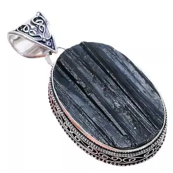 Подвеска из стерлингового серебра 925 пробы с черным турмалином, ручная работа, 2,17 дюйма AH-751 2.2 чёрный