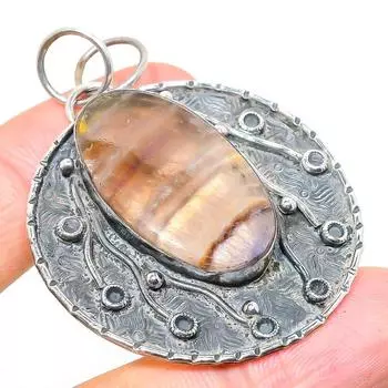 Подвеска из стерлингового серебра 925 пробы с натуральным флюоритом ручной работы 2,21 дюйма r4c08