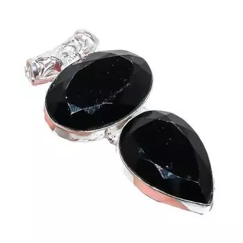 Подвеска из стерлингового серебра 925 пробы с черным камнем шпинель 2,17 дюйма AH-931 2.2 чёрный