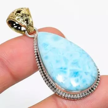 Подвеска из стерлингового серебра 925 пробы с драгоценным камнем Natural Republic Larimar 2 дюйма i1C10