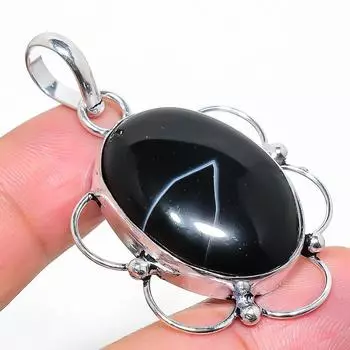 Подвеска из стерлингового серебра 925 пробы с натуральным полосчатым агатом ручной работы 2,05 дюйма b8p23