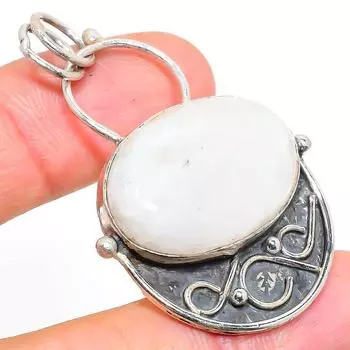 Подвеска из стерлингового серебра 925 пробы с натуральным радужным лунным камнем 2,09 дюйма O7m31