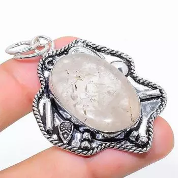 Подвеска из стерлингового серебра 925 пробы с натуральным золотым рутилом 2,40 дюйма H7A32