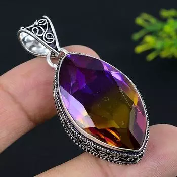 Подвеска из стерлингового серебра 925 пробы с двухцветным турмалином и драгоценным камнем 2,17 дюйма Q5R35