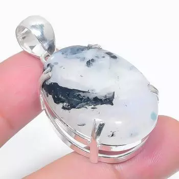 Подвеска из стерлингового серебра 925 пробы с натуральным радужным лунным камнем 1,81 дюйма F4u84